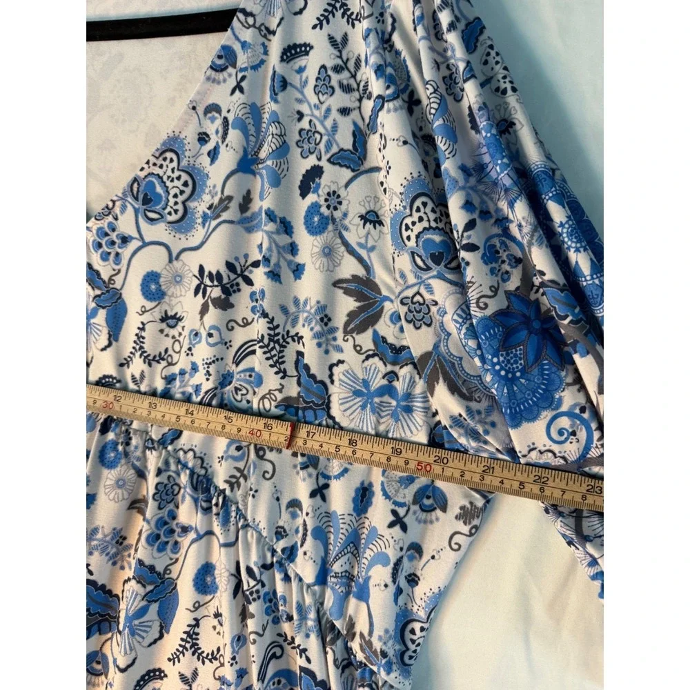 Pink Daisy womens blue & white floral 3/4 sleeve dress Sz 3x cottage core comfy - Picture 7 of 11